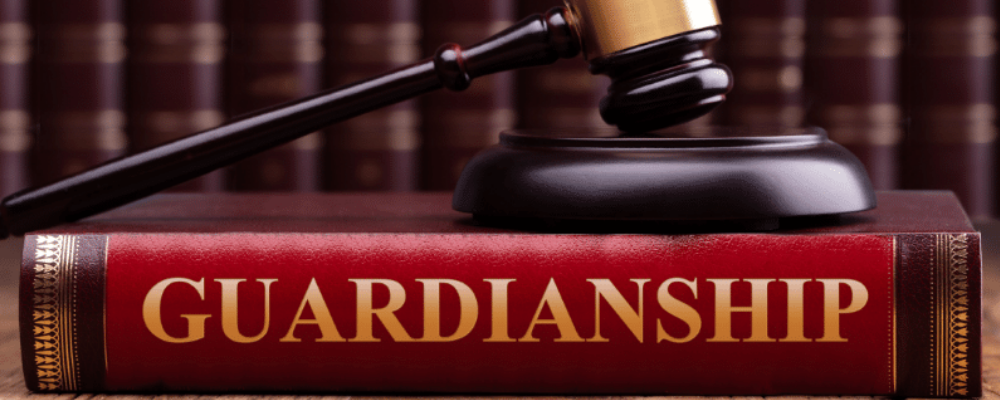Guardianship Banner. Photo of a book and judge's gavel.